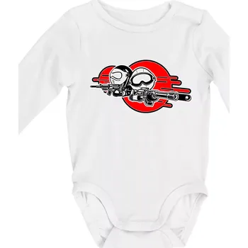 Kojenecký body Airsoft 2 hráči - Body kojenecké s dlouhým rukávem - Dlouhý r. do 3 měs ( Bílá )