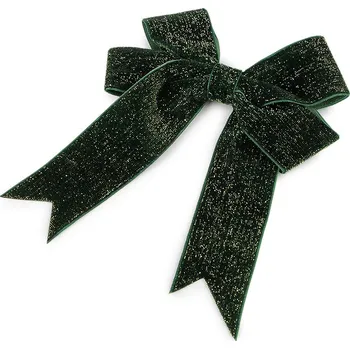 Vánoční dekorace Vánoční mašle sametová dvojitá 13x18 cm Varianta: 8 zelená tmavá lurex, Balení: 6 ks