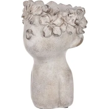 Stojan na květiny Obal na květiny - tvar hlavy, beton, barva šedá