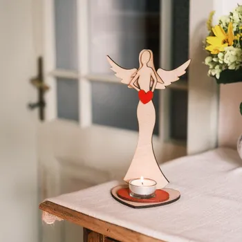 Vánoce Anděl dřevěný 25 cm se svíčkou 4 barevné varianty Barva: Přírodní-červená