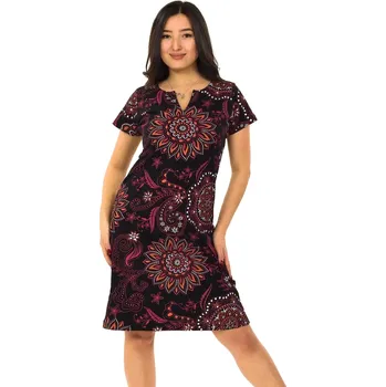 Dámské šaty Himalife Šaty Neya - černá s červenou Velikost: XL - Móda pro plnoštíhlé, Oblečení nadměrné velikosti