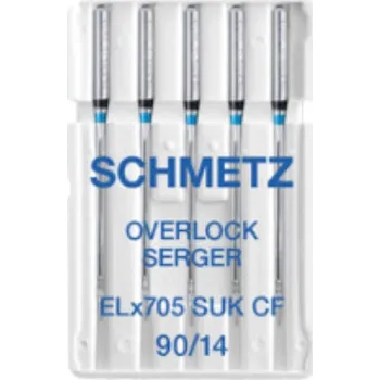 Příslušenství k šicímu stroji ELx705 SUK CF (NM 90/14) Jehly Schmetz pro coverlock (5 ks/box)