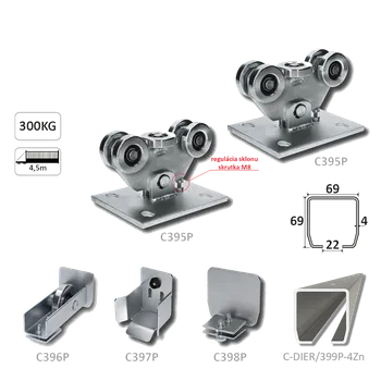 Samonos do 300 kg/4,5 m, profil s otvory 69 x 69 x 4 mm, Zn