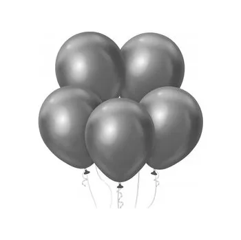 Balónek Balónky chromové platinové grafitové 46 cm 5 ks