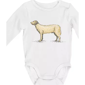 Kojenecký body Vintage Labrador - Body kojenecké s dlouhým rukávem - Dlouhý r. do 3 měs ( Bílá )