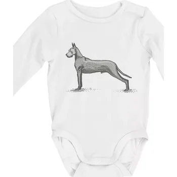 Vintage Great dane - Body kojenecké s dlouhým rukávem - Dlouhý r. do 3 měs ( Bílá )
