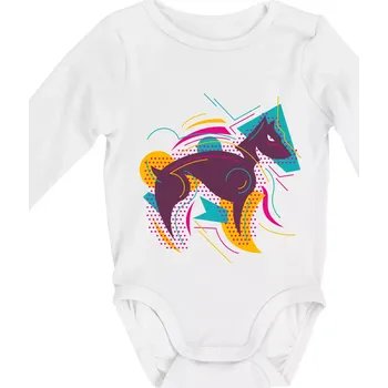 Pes abstrakce hubený - Body kojenecké s dlouhým rukávem - Dlouhý r. do 3 měs ( Bílá )