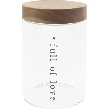 Dóza na potraviny Bastion Collections Dóza s dřevěným víkem Full of Love 18 cm nápis