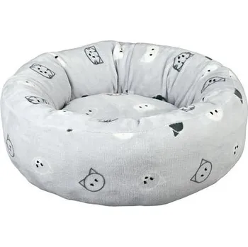 Pelíšek pro psa Trixie Kulatý pelíšek MIMI 50 cm světle šedá, motiv kočičí hlavy