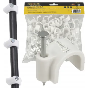Hřebík CROWNMAN Držáky kabelů pro kabelové girlandy s hřebíky 16 mm 100 kusů bílé