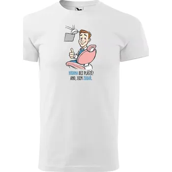 Sablio Tričko s potiskem pro zubaře Hrdina bez pláště? Ano, jsem zubař - bílé 4XL