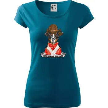 Dámské tričko Napoleon domácí pes kříženec - Dámské triko Pure - M ( Petrolejová )