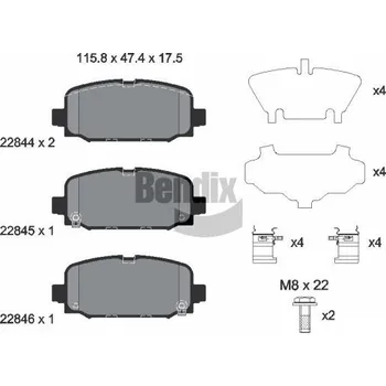 Brzdová destička Sada brzdových destiček, kotoučová brzda BENDIX Braking BPD2330