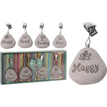 ubrus Těžítko-závaží 4ks na ubrus "kámen", s klipsem