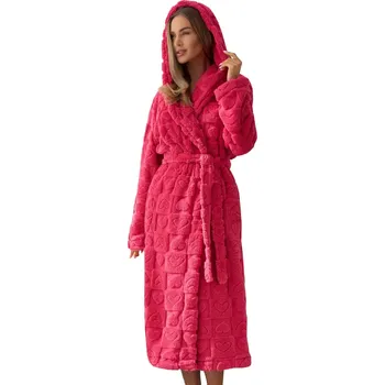 Dámské noční prádlo Dámský župan Valentine long raspberry L&L - Pohodlí a elegance Barva/Velikost: malina (Raspberry) / S/M