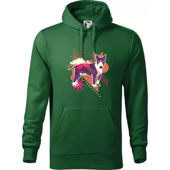 Pánská mikina Pes abstrakce fialový - Mikina pánská Cape s kapucí - 4XL ( Lahvově zelená )