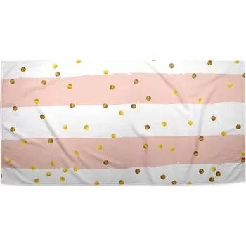 Ručník Sablio Ručník Pruhy a zlaté tečky - 70x140 cm