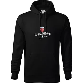 Pánská mikina Wine tasting is my sport - Mikina pánská Cape s kapucí - 4XL ( Černá )