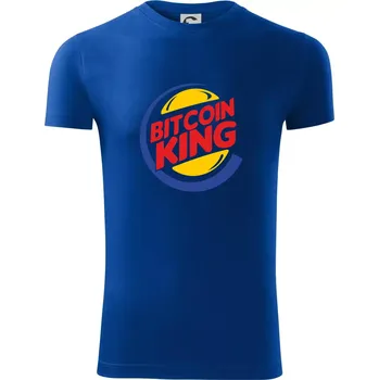 Pánské tričko Bitcoin King - Viper FIT - Pánské zůžené tričko - S ( Královská modrá )