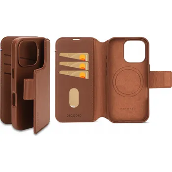 Pouzdro na mobilní telefon Pouzdro s klopou Decoded pro Apple iPhone 16 Pro Max, hnědé