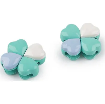 Hobby drát Kovový komponent / přívěsek čtyřlístek Ø15 mm Varianta: 4 tyrkys sv., Balení: 2 ks