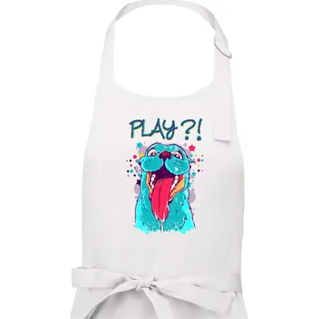 Kuchyňská zástěra Pes - Play?! - Pánská zástěra na vaření - Univerzální velikost ( Bílá )