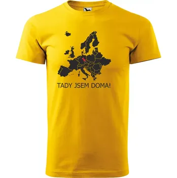 Pánské tričko Sablio Tričko s potiskem Tady jsem doma - žluté 4XL