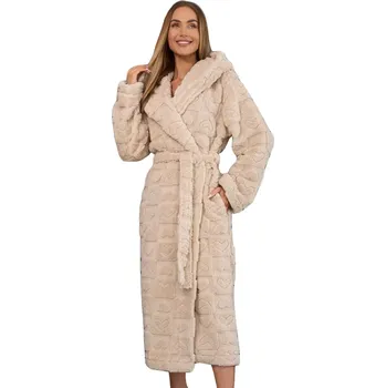 Dámské noční prádlo Dámský župan Valentine long angora L&L - Pohodlí a styl Barva/Velikost: béžová / S/M