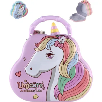 Pokladnička _Ostatní 1_ Pokladnička plechová kabelka jednorožec kovová kasička 3 barvy 00861484