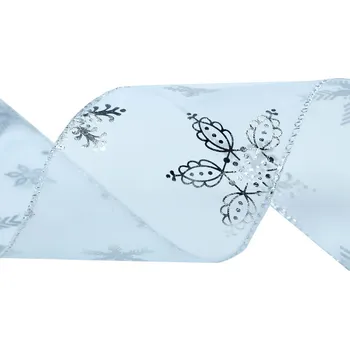 Stuha Vánoční organzová stuha metalické vločky šíře 60 mm Balení: 22.5 m, Varianta: 2 modrá pomněnková - 8596475717922