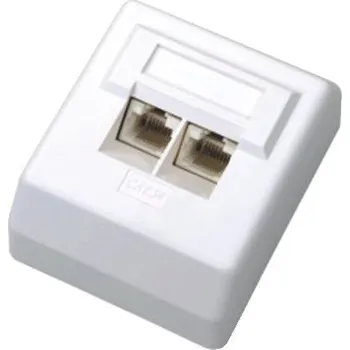 Elektrická zásuvka DATACOM Datová zásuvka UTP CAT5E 2xRJ45 na omítku 45st. bílá