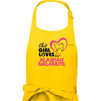 Kuchyňská zástěra This Girl Loves her Alaskan Malamute - Dámská zástěra na vaření - Univerzální velikost ( Žlutá )