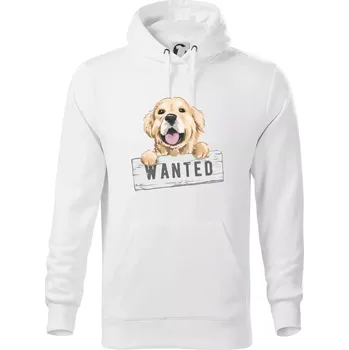 Pánská mikina Zlatý retriever - štěně wanted - Mikina pánská Cape s kapucí - 4XL ( Bílá )