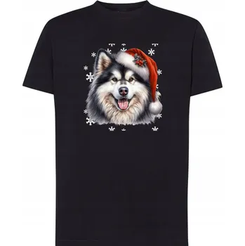 Pánské oblečení Pánské tričko s potiskem Husky v čepici Santa Clause 4XL