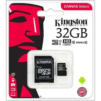 Paměťová karta Paměťová karta Kingston 32GB Micro SD SDCS2/32GB do telefonu + adaptér