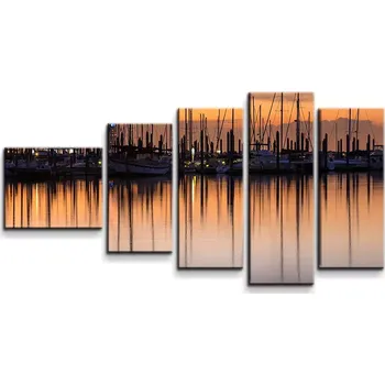 Obraz Sablio Obraz - 5-dílný Večerní přístav - 100x60 cm