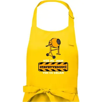 Kuchyňská zástěra Vím co dělám stavbyvedoucí - Pánská zástěra na vaření - Univerzální velikost ( Žlutá )