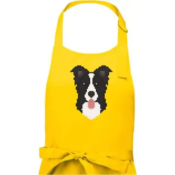 Kuchyňská zástěra Border kolie Pixel - Dámská zástěra na vaření - Univerzální velikost ( Žlutá )