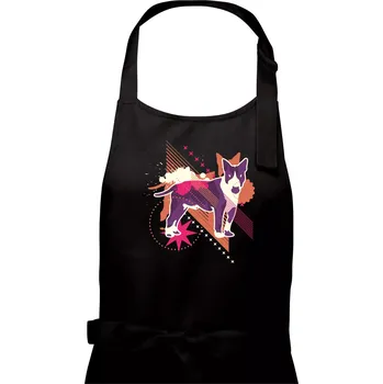 Kuchyňská zástěra Pes abstrakce fialový - Dámská zástěra na vaření - Univerzální velikost ( Černá )