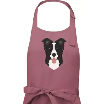 Kuchyňská zástěra Border kolie Pixel - Dámská zástěra na vaření - Univerzální velikost ( Starorůžová )