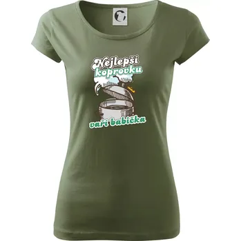 Dámské tričko Nejlepší koprovku vaří babička - Dámské triko Pure - XS ( Khaki )