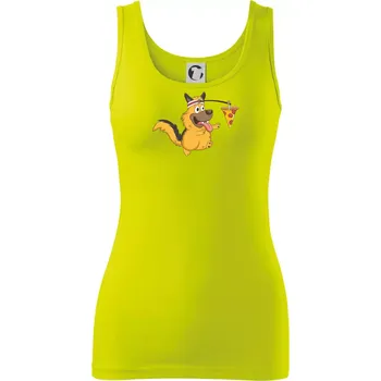 Dámské tričko Pes s pizzou - Dámské tílko - S ( Limetková )