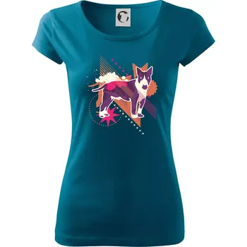 Dámské oblečení Pes abstrakce fialový - Dámské triko Pure - M ( Petrolejová )