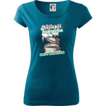 Dámské tričko Nejlepší koprovku vaří babička - Dámské triko Pure - L ( Petrolejová )