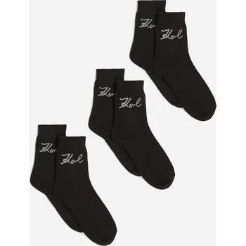 Dámské ponožky PONOŽKY KARL LAGERFELD K/SIGNATURE LOGO SOCK 3P BLACK