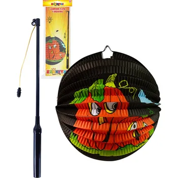 Lampička _Ostatní 1_ Lampion kulatý 25cm Halloween dýně na svíčku / žárovku s hůlkou na baterie Světlo 231146