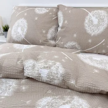 Povlak na polštářek Krepový povlak na polštář - Pampelišky béžové Zapínání: zip, Velikost polštáře: 40x40