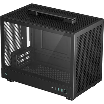 PC skříň DEEPCOOL skříň CH160 / miniITX / USB 3.0 / USB-C / prosklená bočnice / držadlo / černá