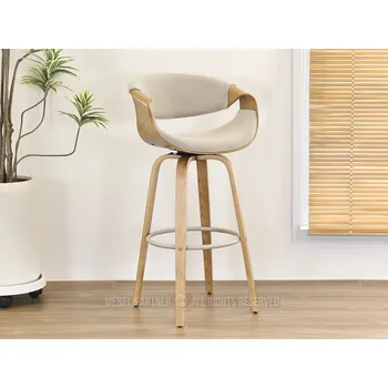 Barová židle Designová barová židle SAROLTA - béžová / dub