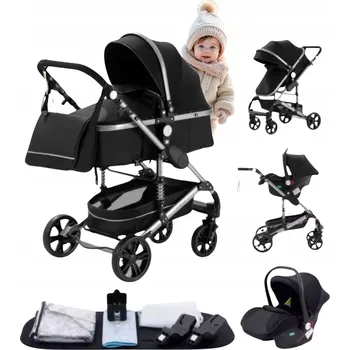 Kočárek DĚTSKÝ KOČÁREK 3V1: SPORTOVNÍ, HLUBOKÁ KORBA, AUTOSEDAČKA - HOUPACÍ A ZATEPLENÝ